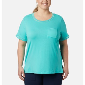 Columbia T-Shirt Dames, PFG Slack Water Knit Pocket Plus Size Blauw, 68HUYJVXN